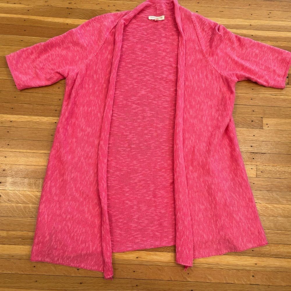 Eileen Fisher Petites pink lightweight 3/4 sleeve cardigan sweater